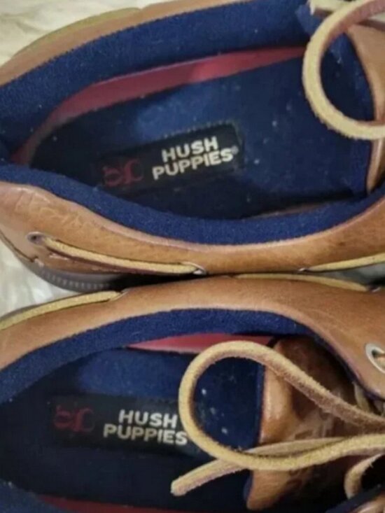 Hush Puppies ZeroG Leather Boat Shoes Men\'s 9 EW Brown Wide Comfort Oxfords